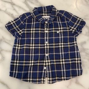 Burberry Baby Plaid T-Shirt Button Down Top S 9months